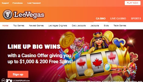 Leo Vegas First Screen