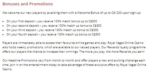 Royal Vegas Bonuses